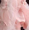 Vestidos de menina vestido de bebê vestido de flor rosa com mangas de bola com princesas de casamento meninas de casamento batismo 1 ano vestido infantil 6m-4y