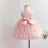 Girl Dresses Teenmiro Baby Girls Fluffy Bow Princess Dress Toddler Kids Birthday Party Tulle Children Pink Lolita Ball Gown