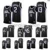 2021-22 75th Anniversary Stitched Mens Basketball Kawhi Keon Johnson Leonard Paul George Reggie Jackson Rajon Rondo Terance Mann Black Jersey