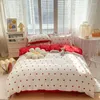 Bedding Sets Set Sanding Four-piece Student Dormitory Three-piece Bed Sheet Simple Light Color King Size Fitted
