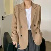 Damskie garnitury Blazery dla kobiet z długim rękawem podwójnie piersi odzież wierzchnia luźna elegancka koreańska koreańska ulzzang biuro damskie guziki blezer szyk
