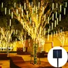 Strängar Solar LED Meteor Dusch Light Holiday String Lights Waterproof 8 Tubes Street Garland Garden Christmas Wedding Decoration