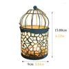 Strings Retro Candlestick Eid Al-Fitr Iron Candle Night Light Lantern Vase Holiday Lights Hollow Decoration Christmas Bougeoir Wind Lamp