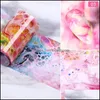 Stickers Decals Marble Nail Foil For Manicuring Uv Gel Polish Sticker Colorf Flowers Design Transfer Decal Art Decoration Wraps Dr Dhg2A