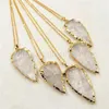 Pendant Necklaces WT-N791 Romantic Long Quartz Crystal Necklace Fashion 10pcs Arrowhead Stone For Jewelry Making