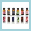 Olio essenziale Oli essenziali 10 ml Olio di frutta di fiori per diffusori di aromaterapia Rinfrescante per l'aria Corpo Mas Alleviare la cura della pelle 12 pezzi Drop D Dhzqy