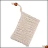 Spazzole da bagno Spugne Scrubber Sacchetti esfolianti in rete Custodia per doccia Corpo Mas Scrubber Sacchetto di sapone di ramiè organico naturale Sisal Save Dhwtv