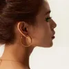 Boucles d'oreilles créoles Youthway métallique texturé en forme de C en acier inoxydable PVD plaqué or étanche fête Bijoux cadeau Bijoux Femme