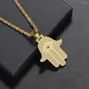 Pendant Necklaces Brass Setting CZ Hip Hop Micro Pave Stones Necklace Jewelry For Men And Women CN049