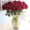 Decorative Flowers Wedding Anniversary Party Favor Red Pink White Flannel Rose 50cm Lover Gift Plastic Artificial Flower 10 Pieces Home