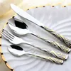 Dinnerware Sets Gold Carving Fork Spoon Knife Set Accessories Completas Vajillas De Porcelana Cubiertos Acero Inoxidable Servies 610