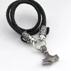 Cadeiras viking de aço inoxidável Cabeça de cabra Chain Chain Chain Colar Nordic Odin Hammer Pinging Men's