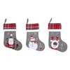 Christmas Snowman Plaid Elk Presdas de estampa Ornamento Papai Noel Claus Candy Gift Socks Bol