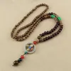 H￤nge halsband Nepal Cross Vajra Long Buddhist Mala Wood Beaded Necklace Ethnic Bohemian Boho Buddha Lucky Jewelry for Women Men