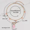 Chains 2023 Bohemia Imitation Pearl Beaded Choker Necklaces For Women Girls Pink Enamel Heart Mushroom Pendant Necklace Summer Jewelry