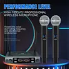 Microphones Wireless Microphone Handheld Dual Channels UHF Fixed Frequency Dynamic Mic For Karaoke Wedding Party Band Church Show 221028