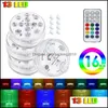 Andra evenemangsfestleveranser Batteri drivs 10/13 lysdioder RGB LED -parti Submerible Underwater Night Lamp Garden Swimming Lights DHS6D