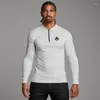 Polo da uomo Polo da palestra Fashion Zipper Polo Abbigliamento da uomo Allenamento Corsa Camicie muscolari da allenamento a maniche lunghe sportive traspiranti