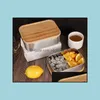 Lunchboxen Taschen 800 ml Lebensmittelbehälter Lunchbox mit Bambusdeckel Edelstahl Bento Holzplatte 1 Schicht Küche einfach zum Mitnehmen Drop Dhgly