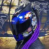 Motorcycle Helmets Full Face Safe Helmet Double Lens Latest Version ABS Material Motocross Motorbike Individuality Braids Horns