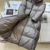 Online celebridade designer das mulheres para baixo parkas casa engrossado longo branco pra baixo jaqueta para mulher sobre o joelho com capuz casacos quentes