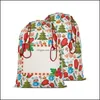 Décorations De Noël Sublimation Sacs De Cadeau De Noël Vierges Décorés Dstring Sac Réutilisable Grand Sac De Père Noël En Toile Avec Dstrings Bur Dhdhk