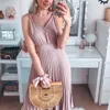 Casual jurken 2022 zomer losse sexy v-neck geplooide medium en lange jurk