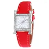 Wristwatches Fashion Luxury Women Leather Watch Unique Letter H Desgin Square Quartz Ladies Casual Diamond Wrist 2022