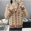 Cardigan en tricot imprimé à col en V pour femme, vêtement de luxe GGity décontracté à manches longues