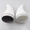 Muggar hornformad isolerad kaffemugg med h￥llare och l￥nga korta remmar 230 ml faux l￤der resedrink svart vit