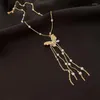 Choker Exknl Bohemian Symulowane Perl Butterfly Naszyjniki dla kobiet Złoty Kolor Kolor Długie wisiorek z frędzlami 2022 Biżuteria