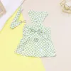犬の首輪デイジー格子縞のドレス服キッテンボウコントペットハーネス小さな服猫甘い薄い夏韓国の女の子ビション製品