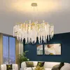 Candeliers Light Luxury Restaurant Chandelier Crystal Lamp Strip Art Art Creative Branch Sala de estar American Dining