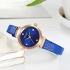Mujeres de pulsera Megir Women Fashion Quartz Blue Watch Lady Leather Watchband de alta calidad Regalo impermeable informal de pulsera para esposa 2022
