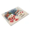 Bord mattor jul sn￶gubbe tryckt bomullslinne k￶k placemat jultomte