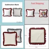 Cushion/Decorative Pillow Diy Sublimation Blank Pillow Case Red Lattice Heat Transfer Printing Cushion Er Throw Sofa Pillower Home D Dhbwv