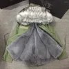 Женский мех высокий качество All Grey Faux Parka Winter Короткое густое теплое пальто Уникальное пальто воротник