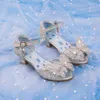 Плоская обувь бабочка для девочек высокие каблуки сандалии для детей летние блестки маленькие девочки блестящие платье принцессы принцессы