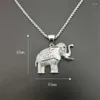Pendant Necklaces Stainless Steel CZ Animal Elephant Necklace & Chain Hip Hop Gold Color Iced Out Bling Fashion Women Lucky Jewelry Gift