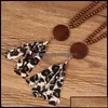 Pendant Necklaces Wood Chips Necklace Fashion Jewelry Womens Men Beads Chain Leopard Print Tassels Retro Ne Otn6U