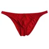 Underpants Bugle Pouch Ice Silk Underwear Men's Sexy Ultra Thin Briefs Low Rise U Seemless Soft Smooth Panties