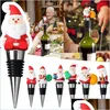 Autres fournitures de fête d'événement Cartoon Santa Party Bouchons de vin Outils de bar Décorations de Noël Bouchons de champagne en métal Ouvre-bouteille D Dhunb