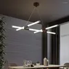 Avizeler akari led avize basit post-modern uzun tüp yaratıcı lamba ön büro şekli değiştirilebilir yemek asılı ışık