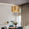 Lampy wiszące żyrandol Post nowoczesny prosty jadalnia projektant projektantu Villa Gold Single Head Crystal