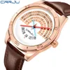 Crrju Men Luxury Sports Leather Montres en cuir masculin drôle binaire drôle Calendrier Japon Mouvement étanche.