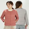 LL Chaqueta de plumón de Pato Corta y Delgada para Mujer, Traje con Cuello Redondo, Abrigo Acolchado de Color sólido, Ropa Deportiva de Invierno, S-4XL, Colores Caramelo Ligeros