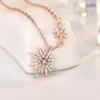 Pendant Necklaces Fine Carving Zircon Rose Gold Sun Necklace 925 Sterling Silver High Quality Collar Pendants Women Temperament Jewelry