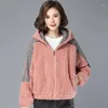 Women's Jackets Imitation Lamb Plush Coat Female Add Thick Autumn Winter Jacket Korean Style Fashion Loose Hooded Lattice Women Outerwear