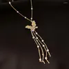Choker Exknl Bohemian Simulated Pearl Butterfly Necklaces For Women Gold Color Collar Long Tassel Pendant Necklace 2022 Jewelry