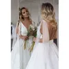 Ośmioro sukien ślubnych plażowych placówki w szyku w kształcie nutka organza A-line suknia ślubna plus rozmiar księżniczki panny młodej sukienki vestido de noiva